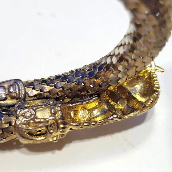 Vintage Gold Metal Mesh Snake Necklace and Bracelet Set - Picture 15 of 16